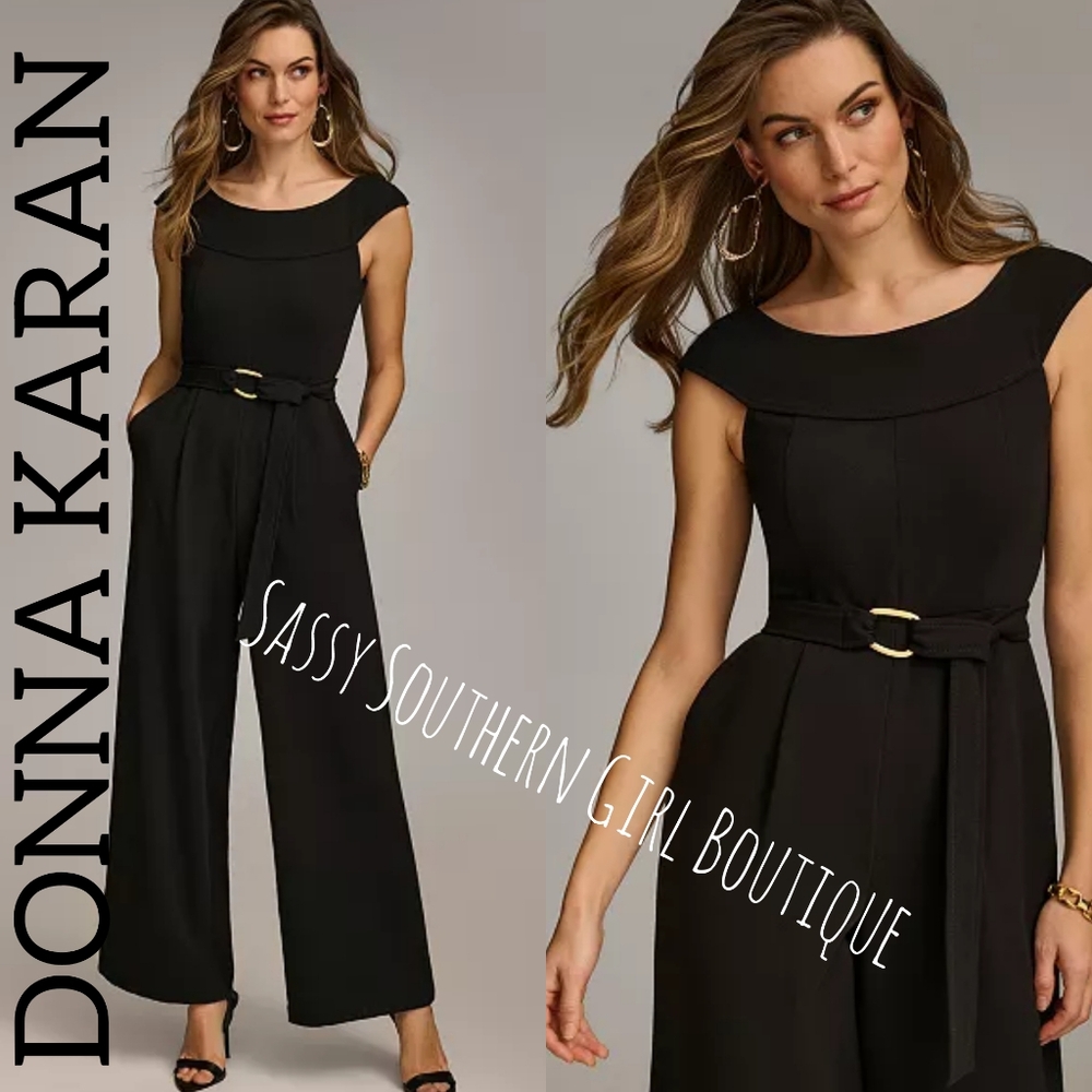 🆕⭐ Donna Karan Black Belted Jumpsuit